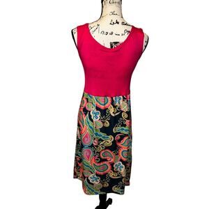 Lolly Wolly Doodle Women's Size XS Paisley Pink Tank Dress In Spring Colors